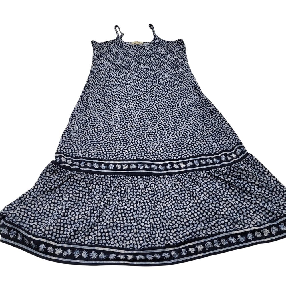 Michael Kors popover blue floral cami tank maxi dress boho summer 1x stretch